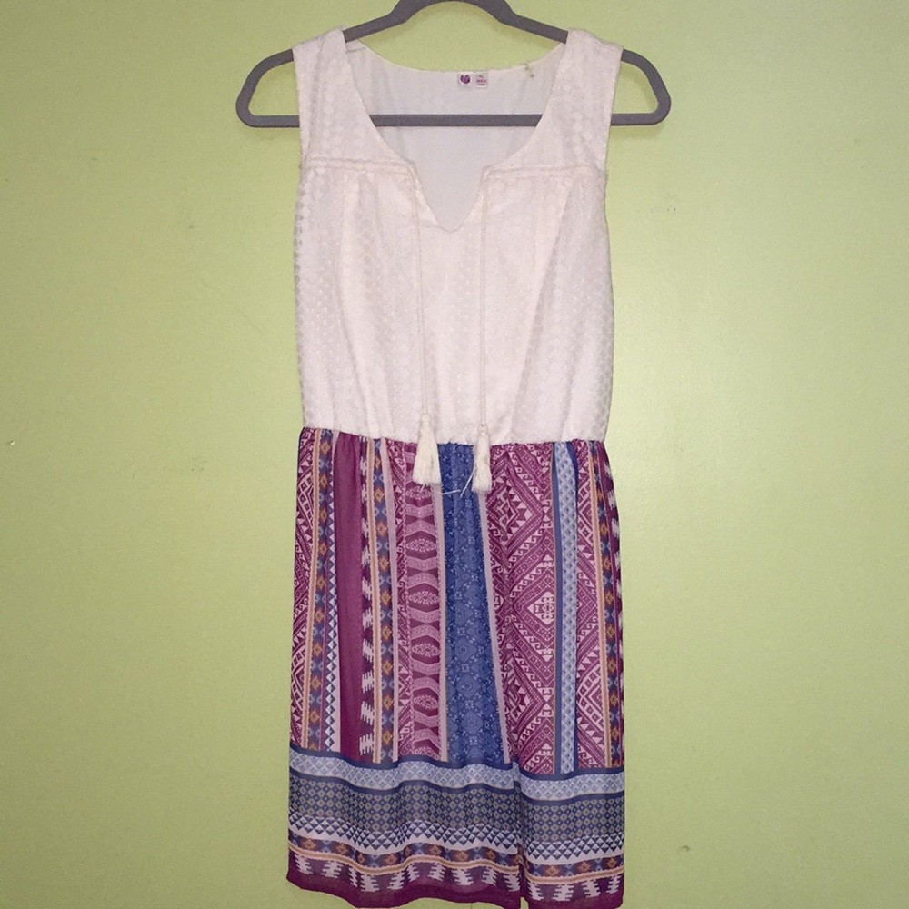 Dress w/ Crochet Top & Tribal Print Bottom